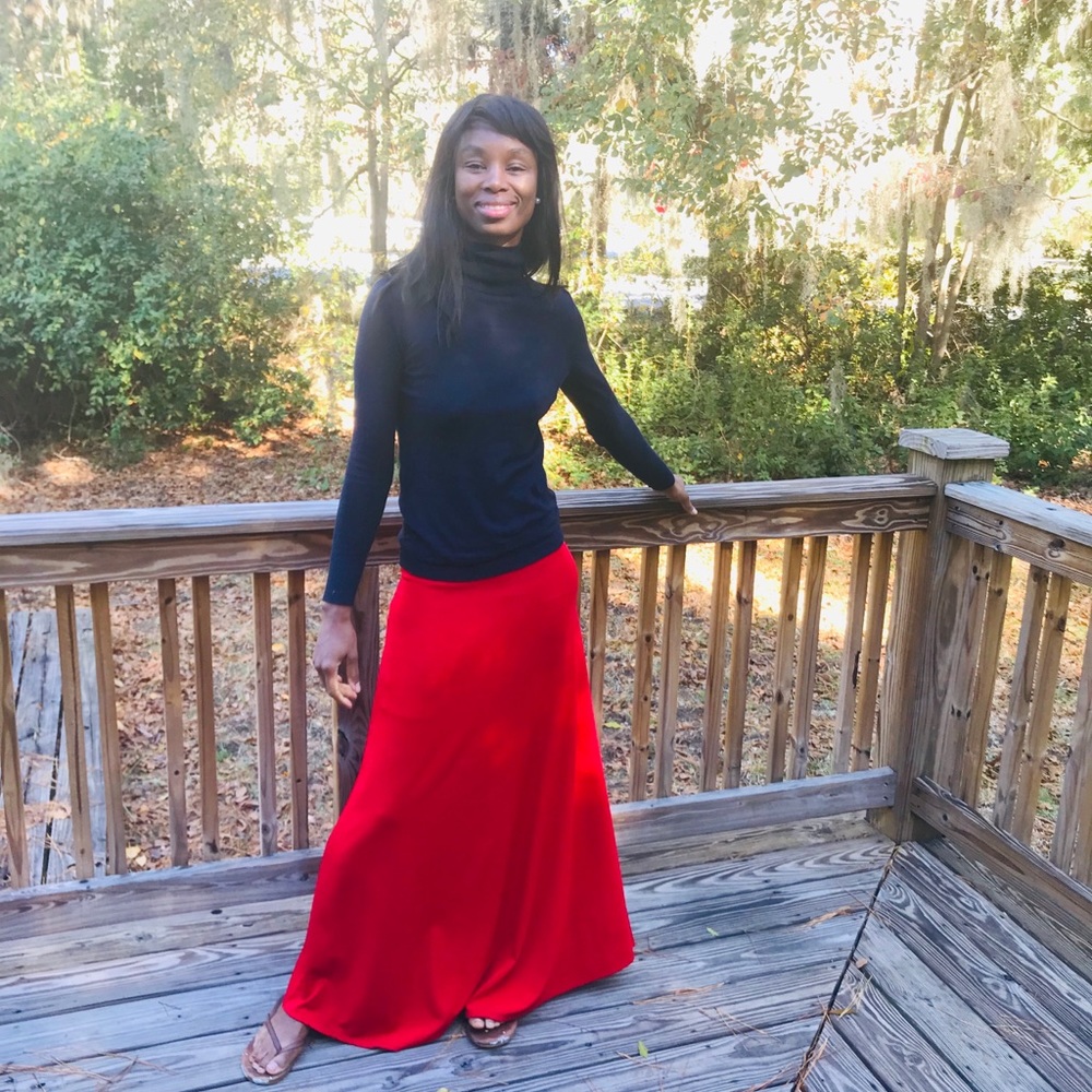 Long Red Maxi Skirt